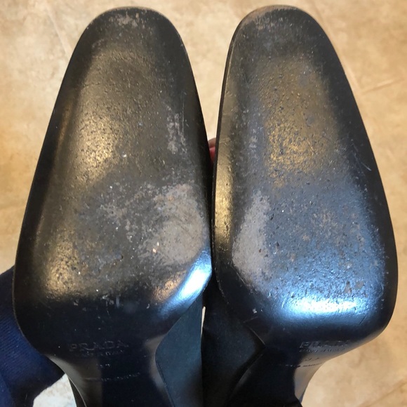 Solid Black Prada Plastic Buckle Heels Sz 37 - Picture 7 of 9